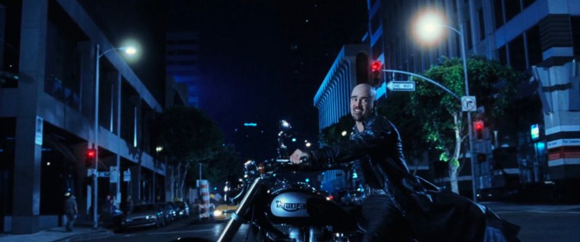 Bullseye on a motorcycle in an intersection.