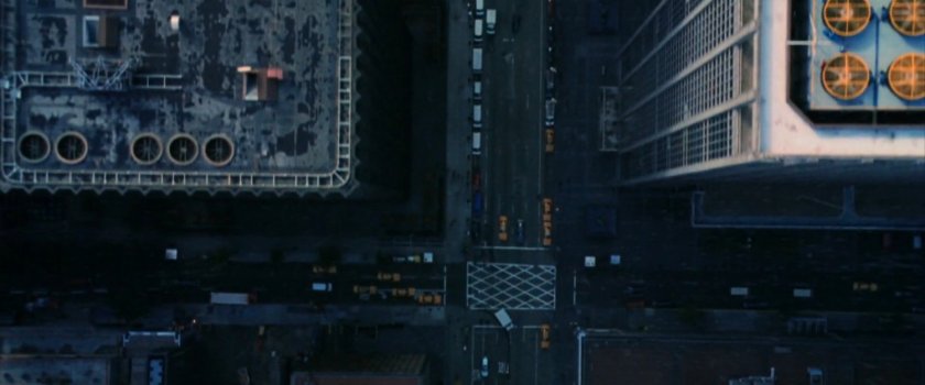 Aerial view of New York intersection.