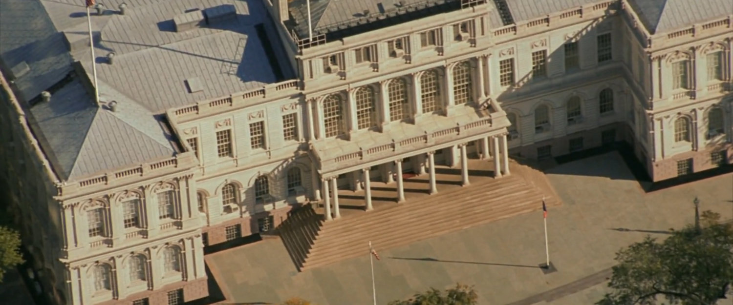 Aerial view of New York City courthouse.