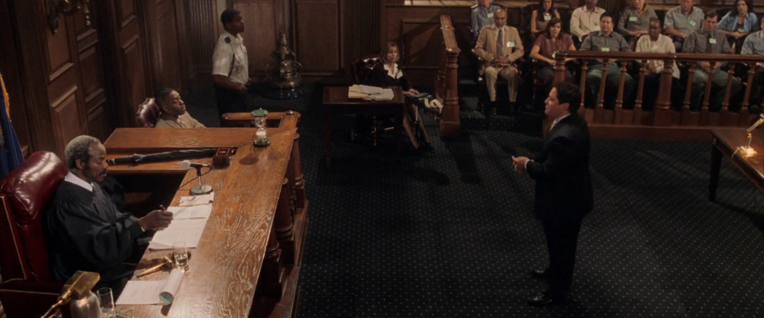 Foggy questioning Dante Jackson in a courtroom.