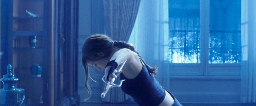 Elektra training in her mansion.