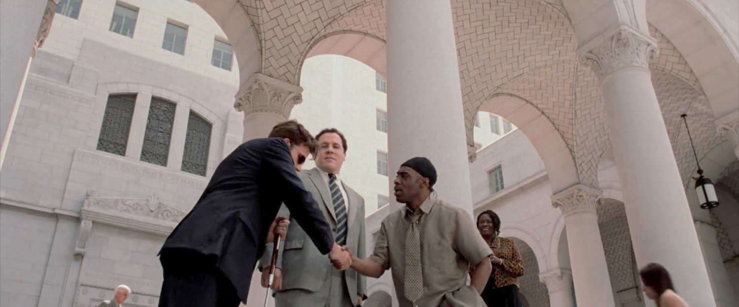 Foggy and Matt shake hands with Dante Jackson outside the courthouse.