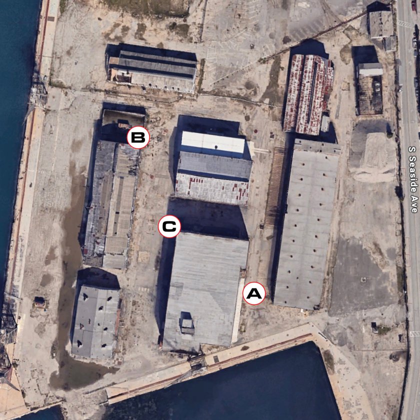 Satellite view of Daredevil (2003) filming locations on Terminal Island.