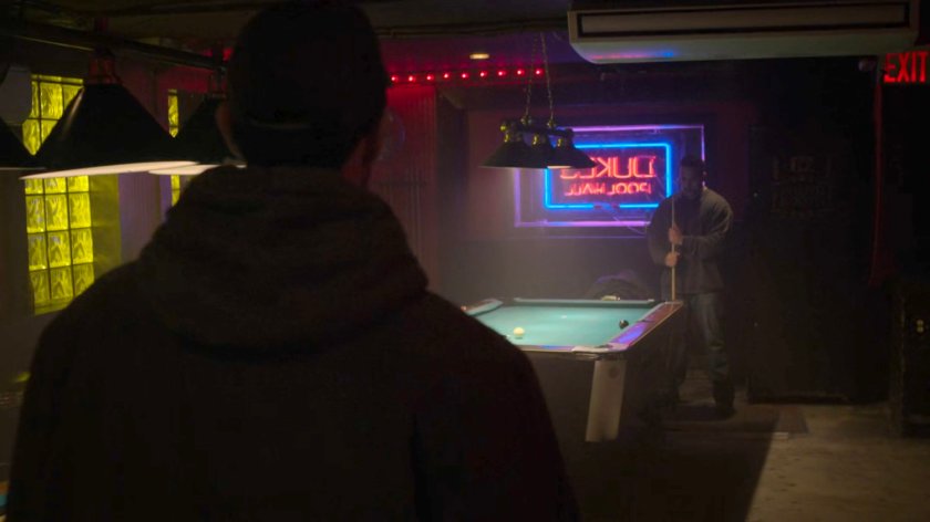 Matt entering Duke's Pool Hall.