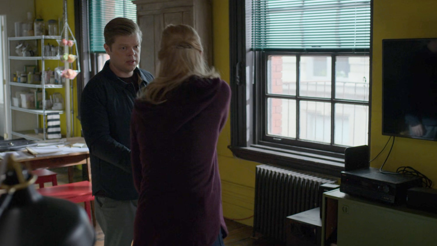 Foggy and Karen in her apartment.