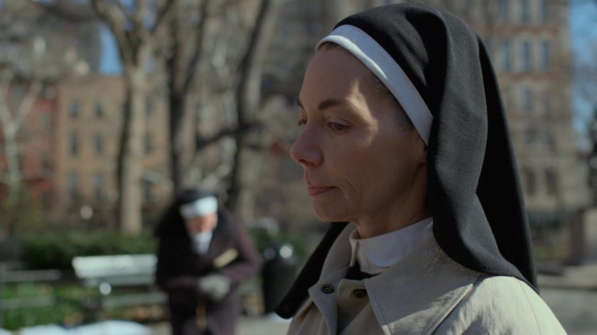 Sister Maggie in a park by Clinton Church.