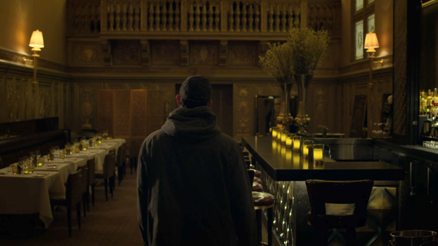 Matt walking through the bar at the Presidential Hotel.