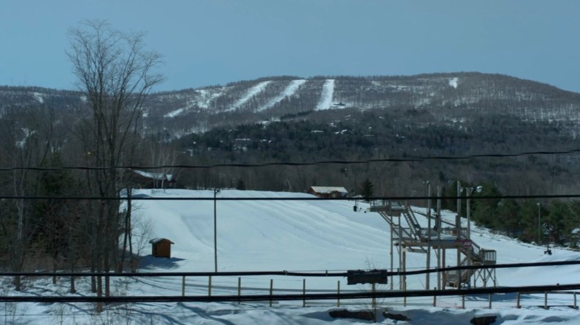 View of ski lift outside Penny's Place in Fagan Corners, Vermont.