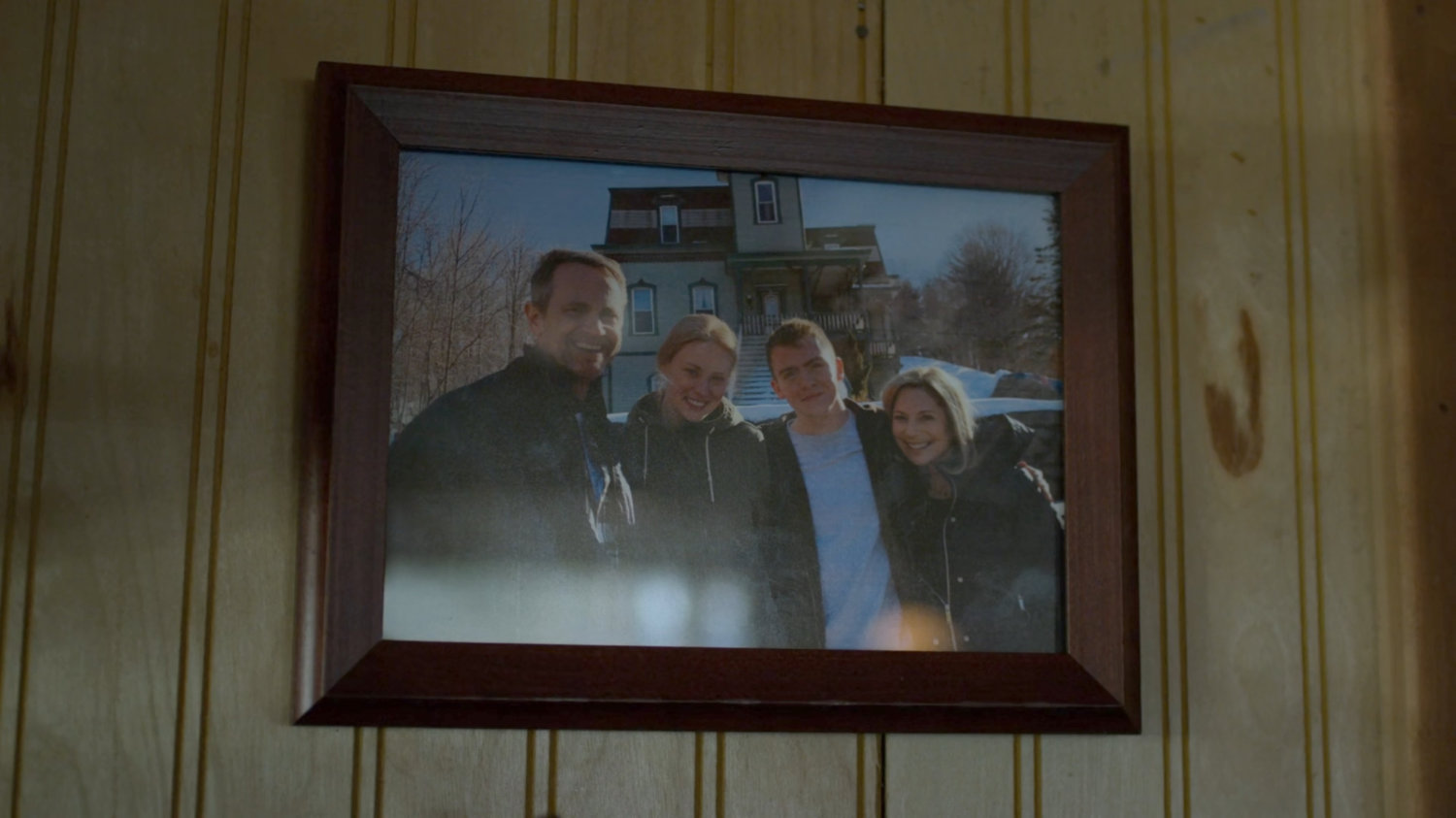 Photo of the Page family outside the house in Fagan Corners, Vermont.