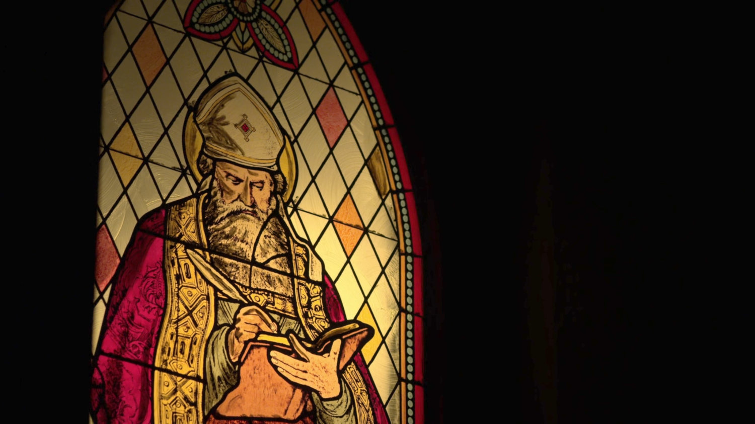 A stained glass window at Clinton Church.