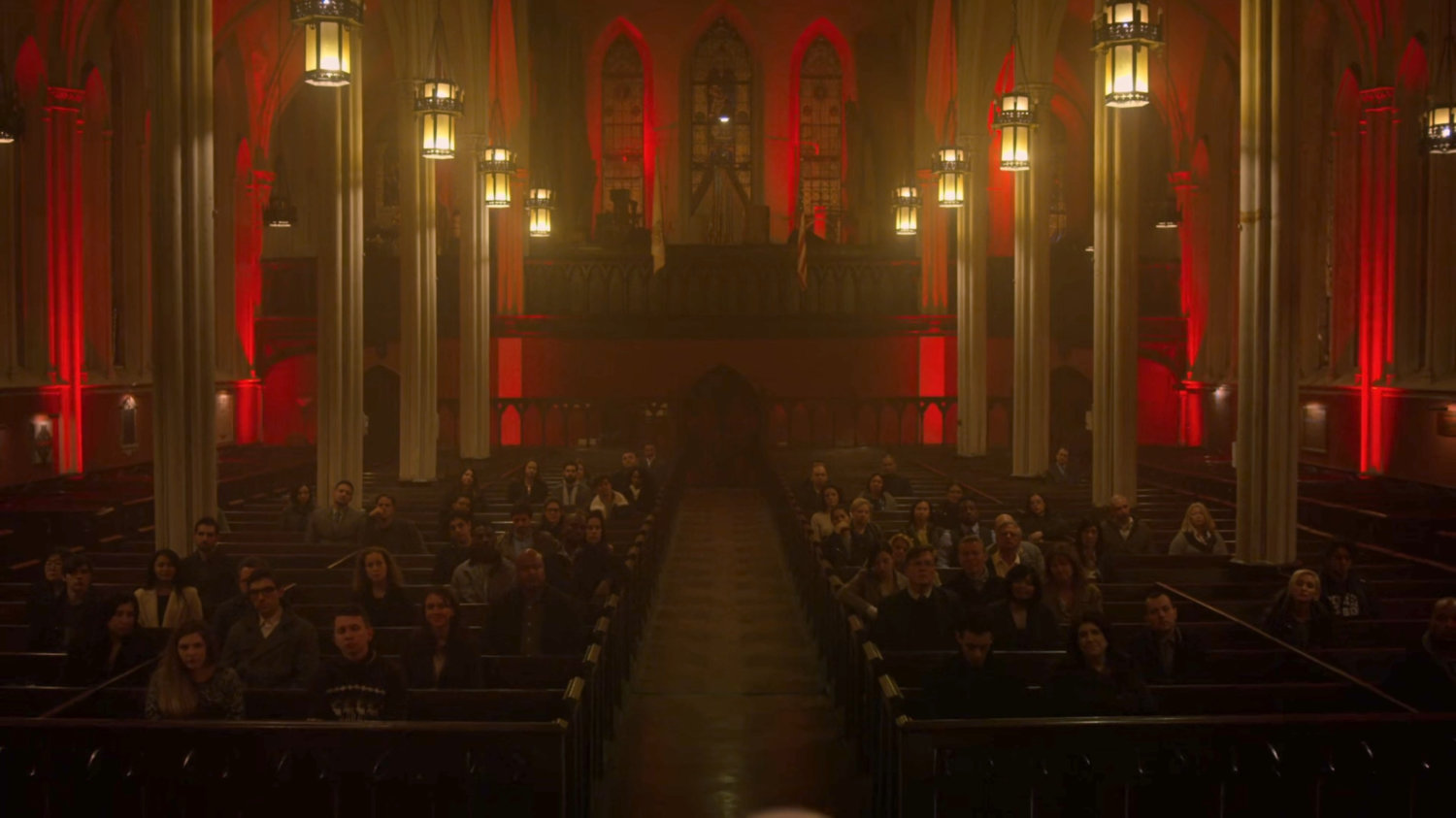 People gathered for mass inside Clinton Church.