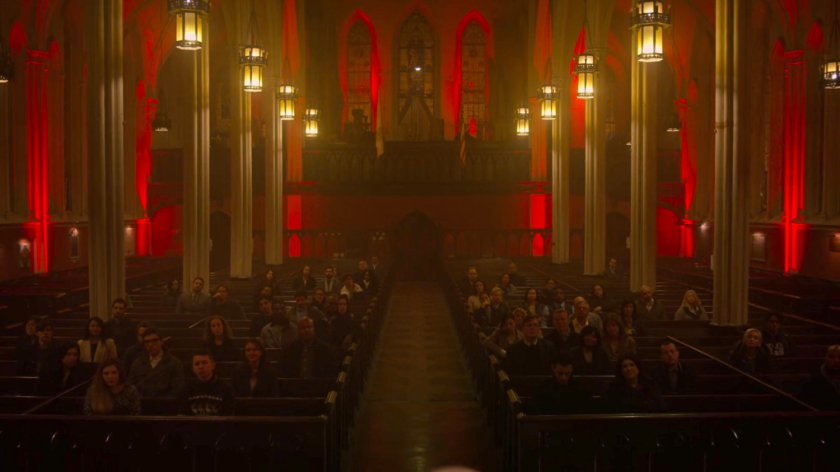 People gathered for mass inside Clinton Church.