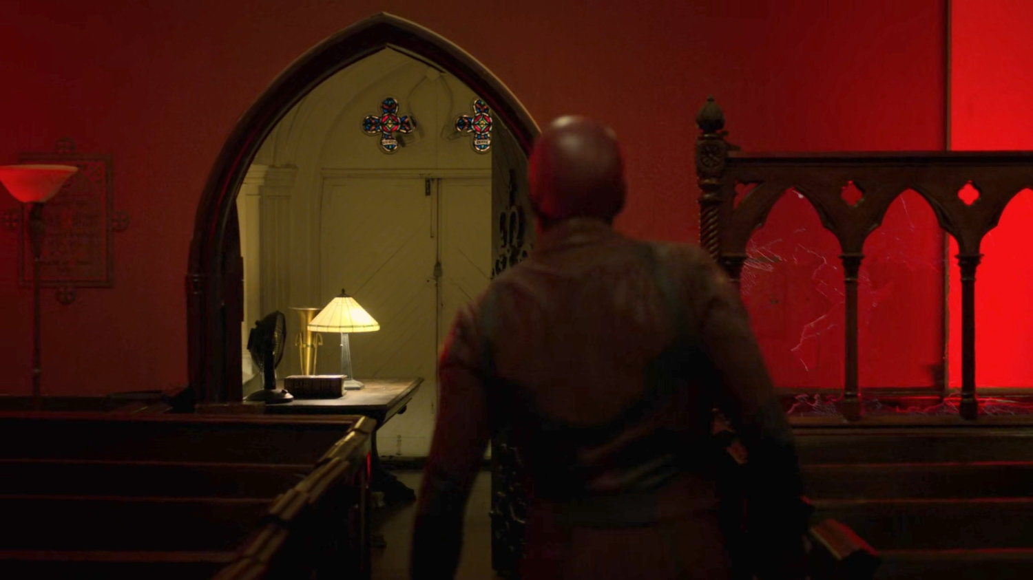 Dex, as Daredevil, inside Clinton Church.