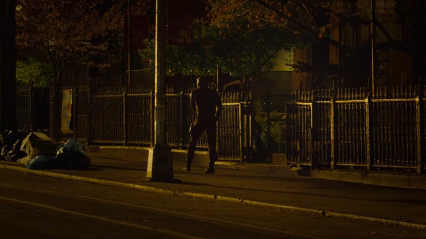 Dex, as Daredevil, running away from Clinton Church.