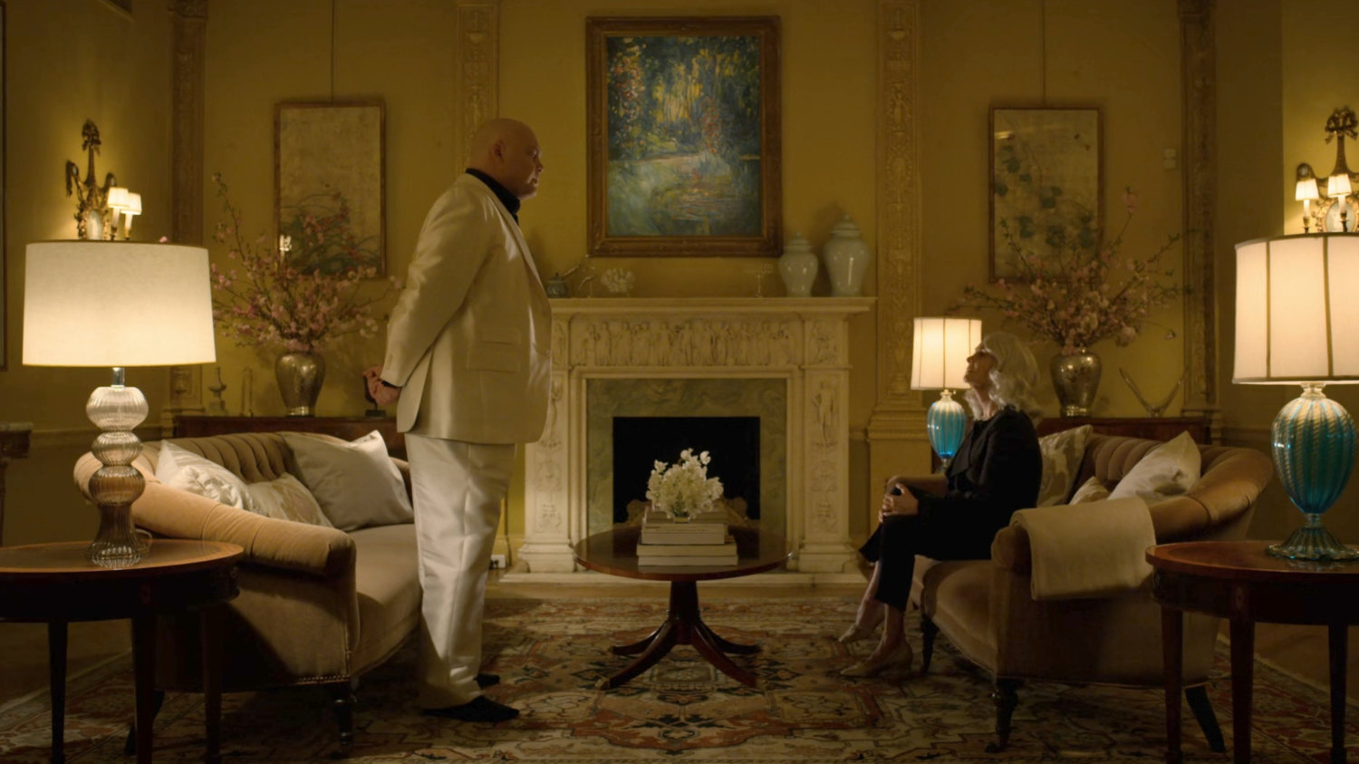 Esther Falb and Fisk in her living room.