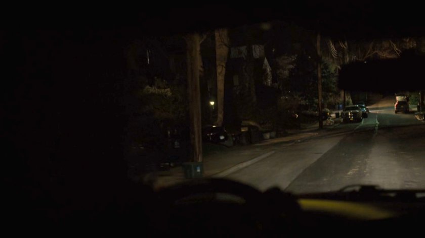 Dark street outside the Nadeem house.