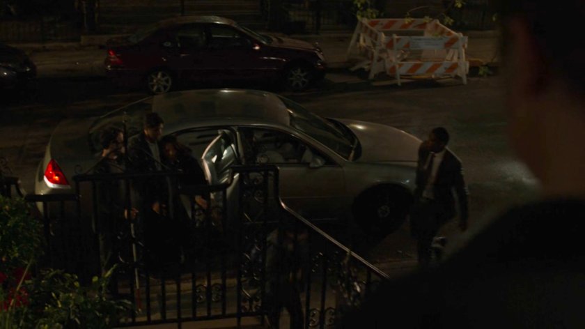 Nadeem family exiting car outside Mahoney brownstone.