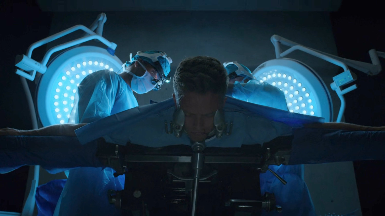 Dex getting back surgery in an operating room.