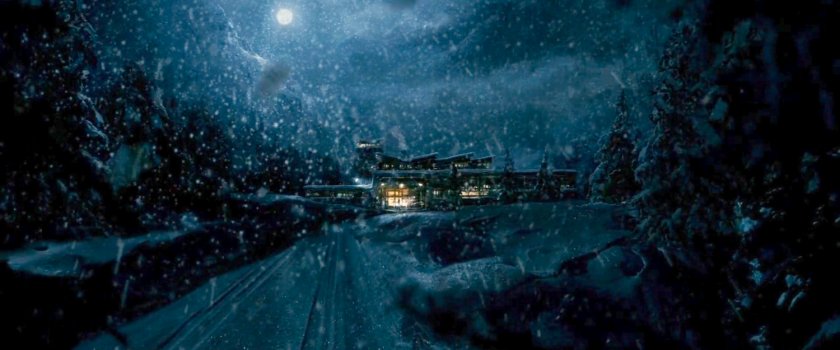 Snowy exterior of DeMarco's residence.