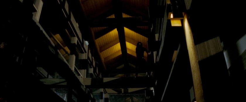 Shadowy figure in the rafters in Demarco's residence.