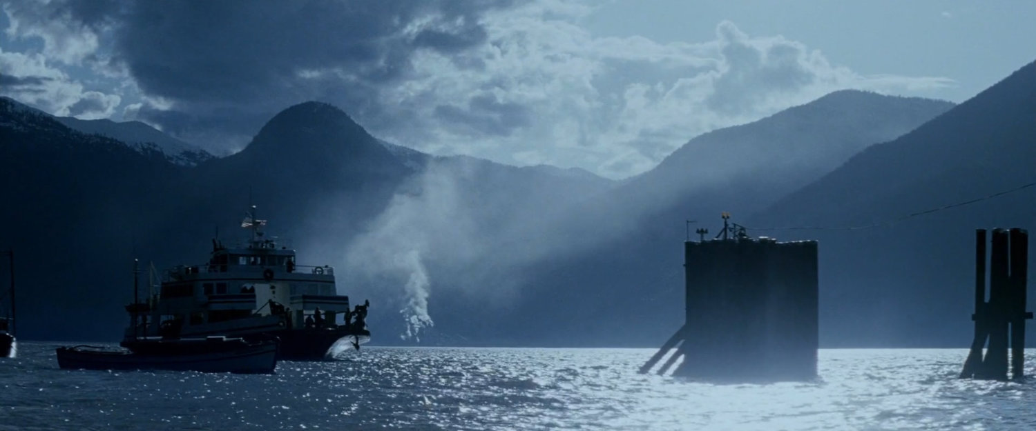 A ferry approaching the pier.