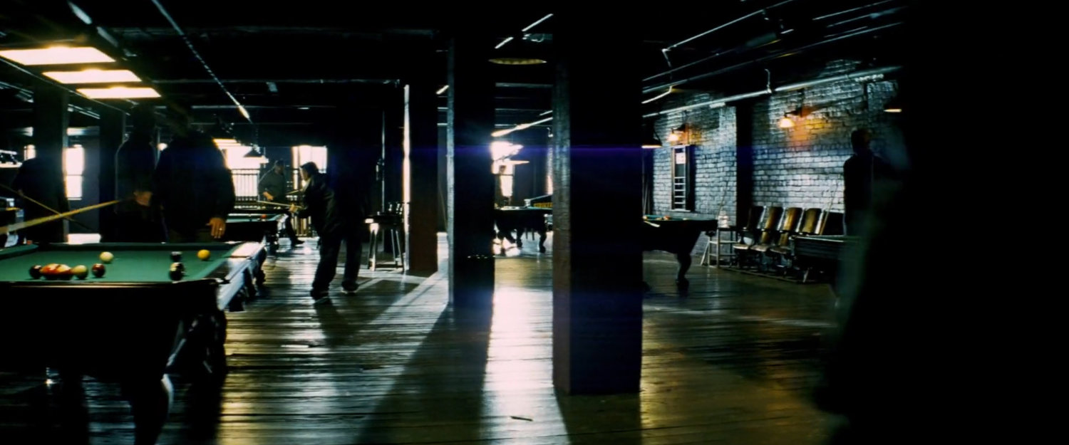 Interior of seedy pool hall.