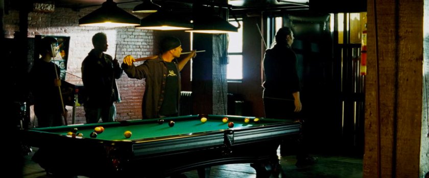 Interior of seedy pool hall.