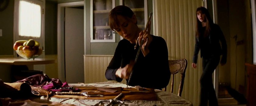 Elektra and Abby in the McCabe farmhouse.