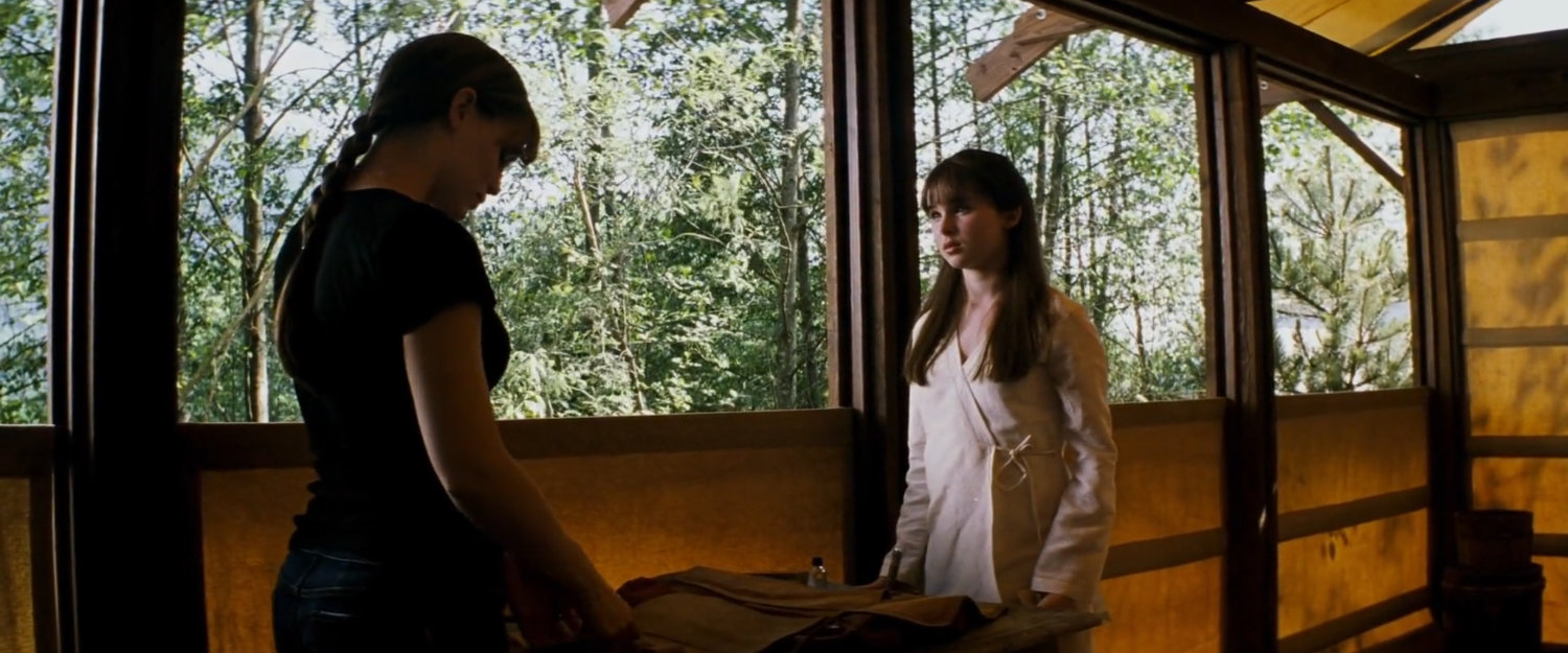 Elektra and Abby in cabin at Chaste camp.