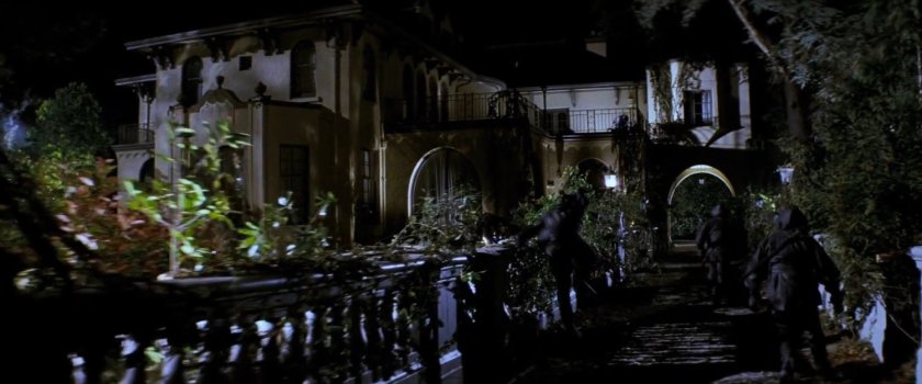 Hand ninjas on the walkway outside the Natchios mansion.