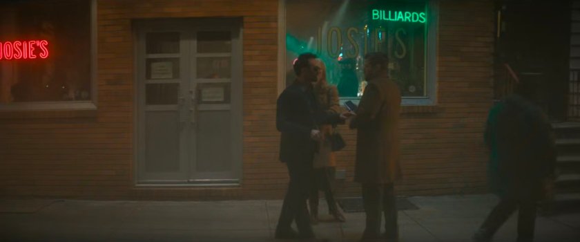 Matt, Karen, and Foggy outside Josie's bar.