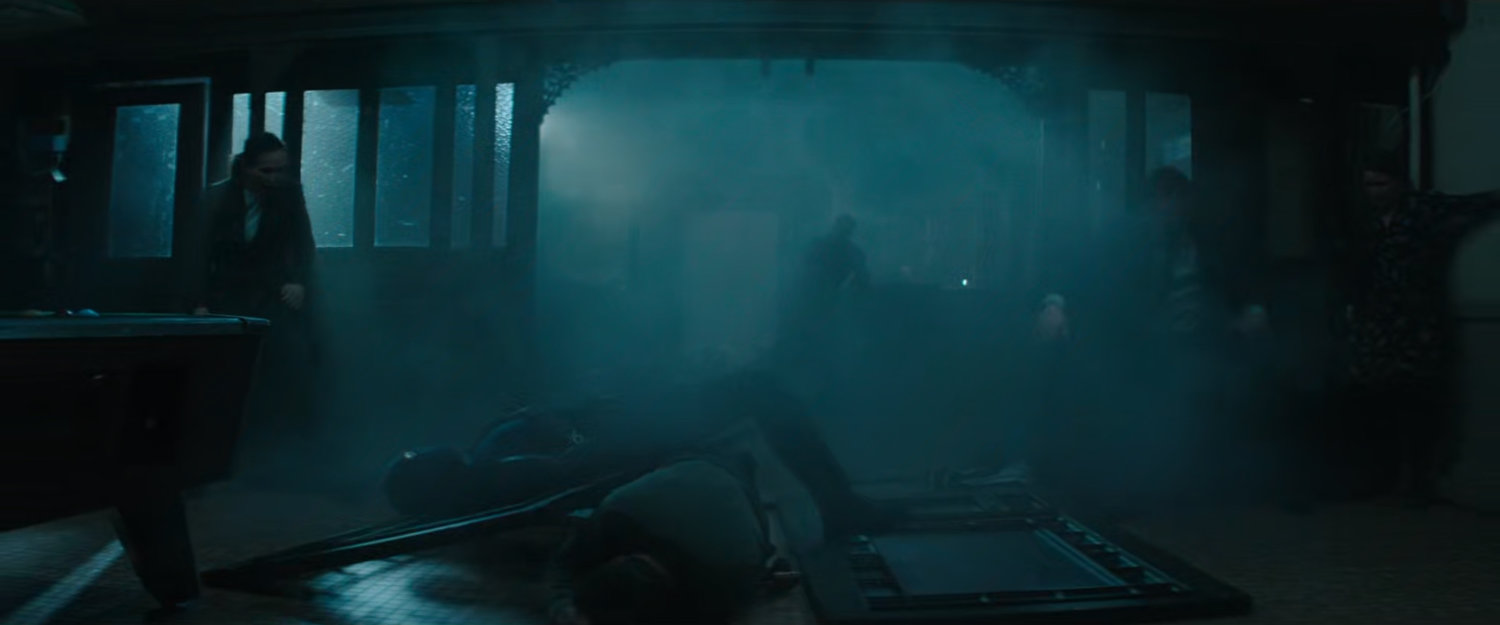 A smoky interior of Josie's bar.
