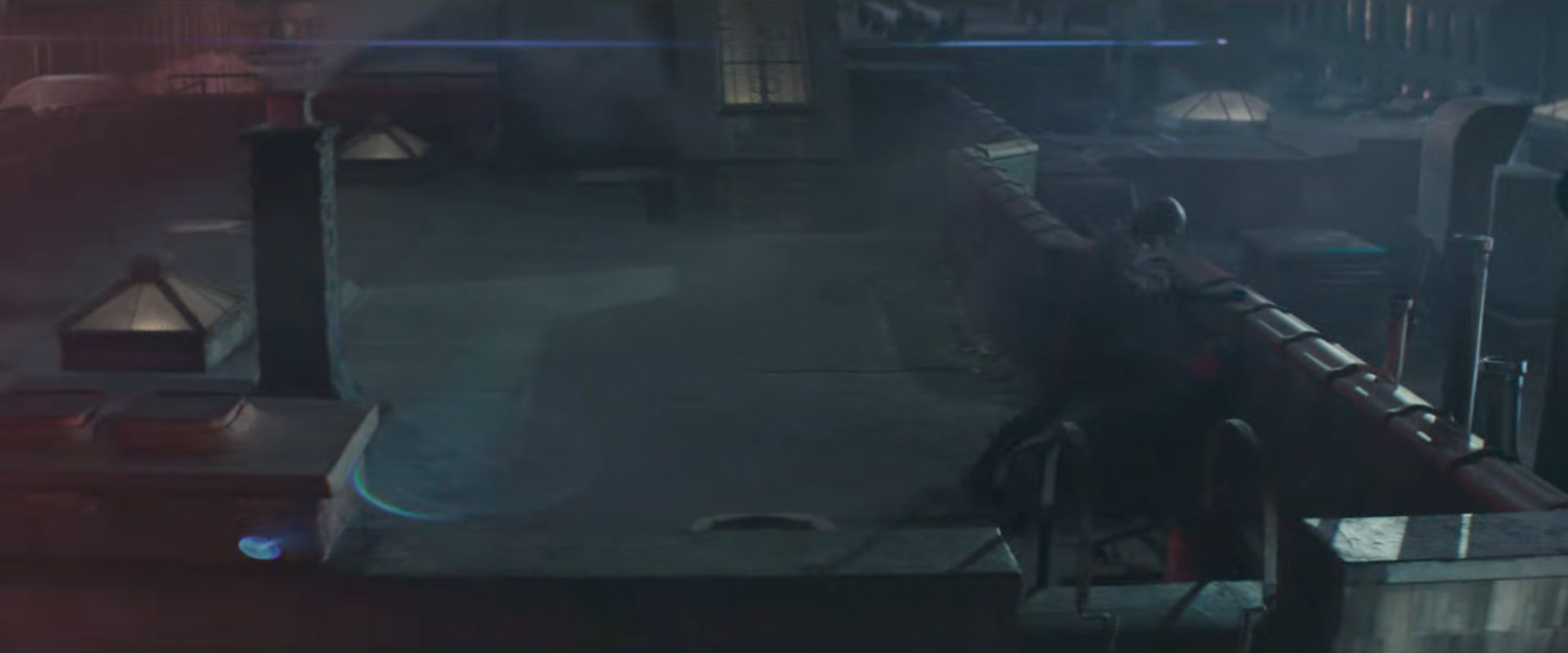Daredevil on the rooftop of Josie's bar.