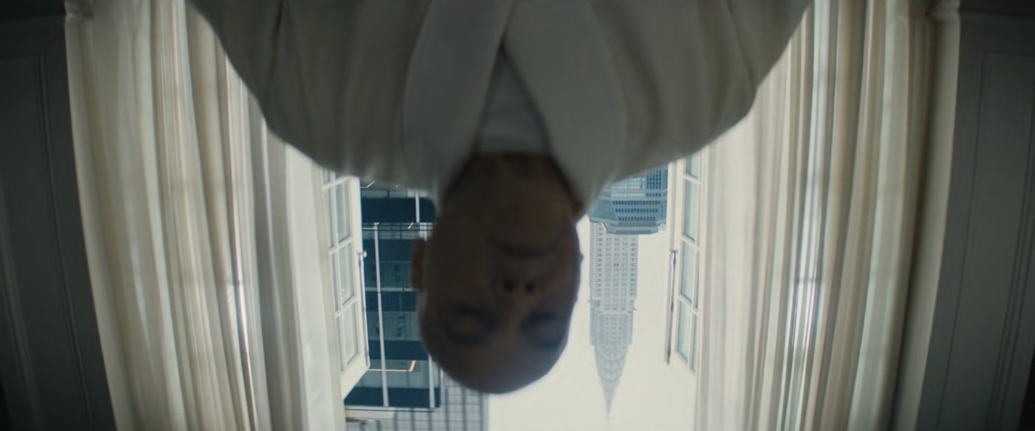 Inverted image of Wilson Fisk in his dining room.