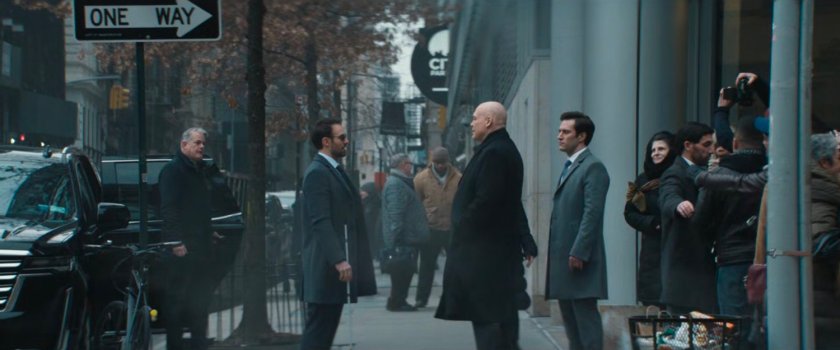 Fisk and Matt on sidewalk outside his hotel.