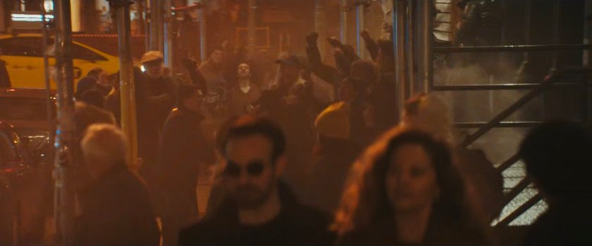Matt and Heather on sidewalk outside her apartment.