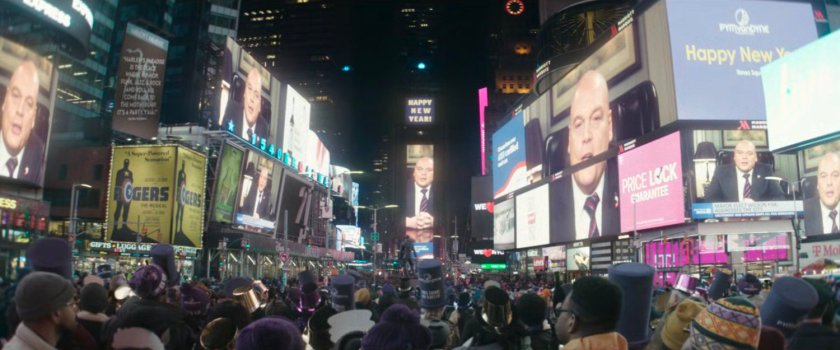 Wilson Fisk's New Year's Eve message broadcast in Time Square.