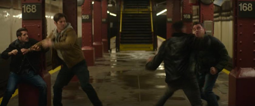 Hector fighting two undercover cops in the 168 Subway Station.