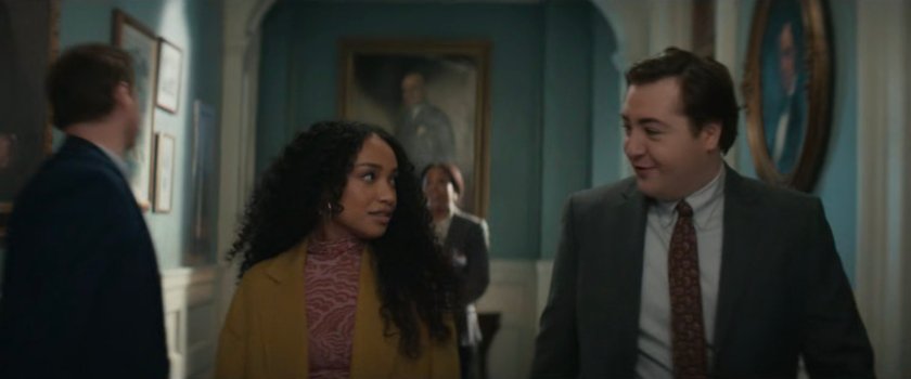 BB Urich and Daniel Blake in a hallway of City Hall.