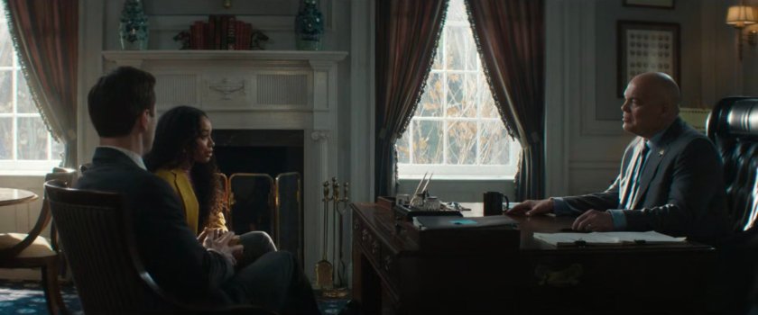 BB and Buck sitting across from Fisk in the Mayor's office of City Hall.