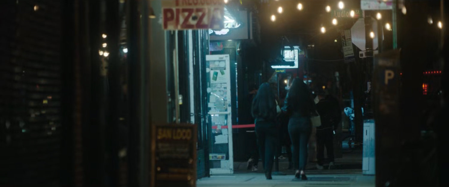 Interstitial: night time sidewalk.