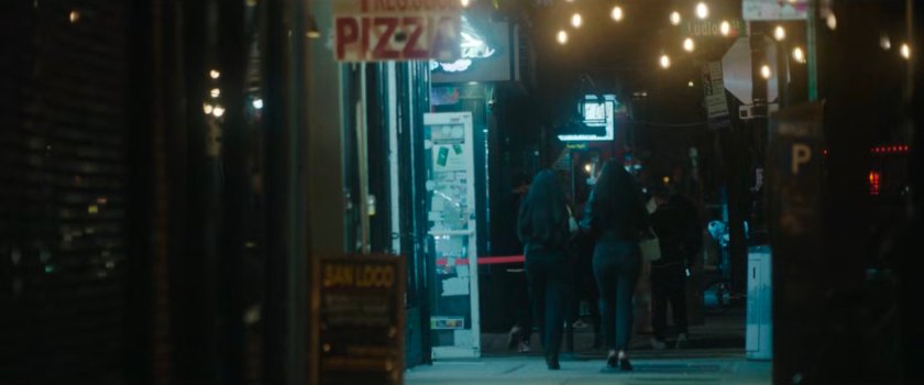 Interstitial: night time sidewalk.