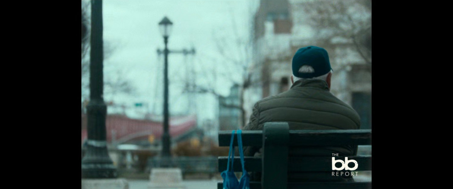 BB Report: older man on park bench.