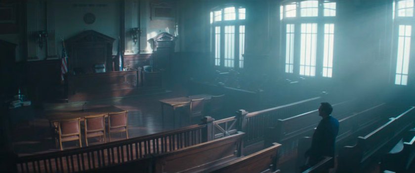 Matt, alone, in the courtroom.