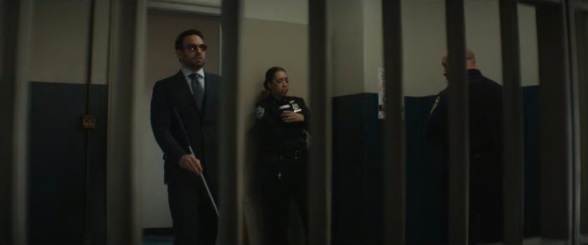 Matt entering the holding cell at the 15th Precinct.