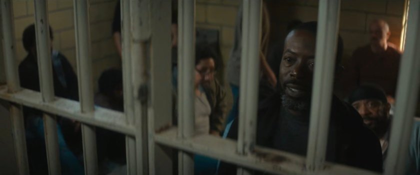 Leroy in the holding cell at the 15th Precinct.