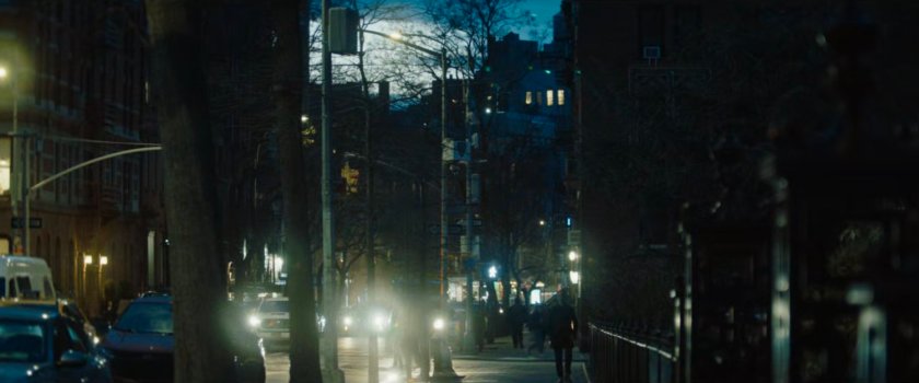 Interstitial: nighttime sidewalk.