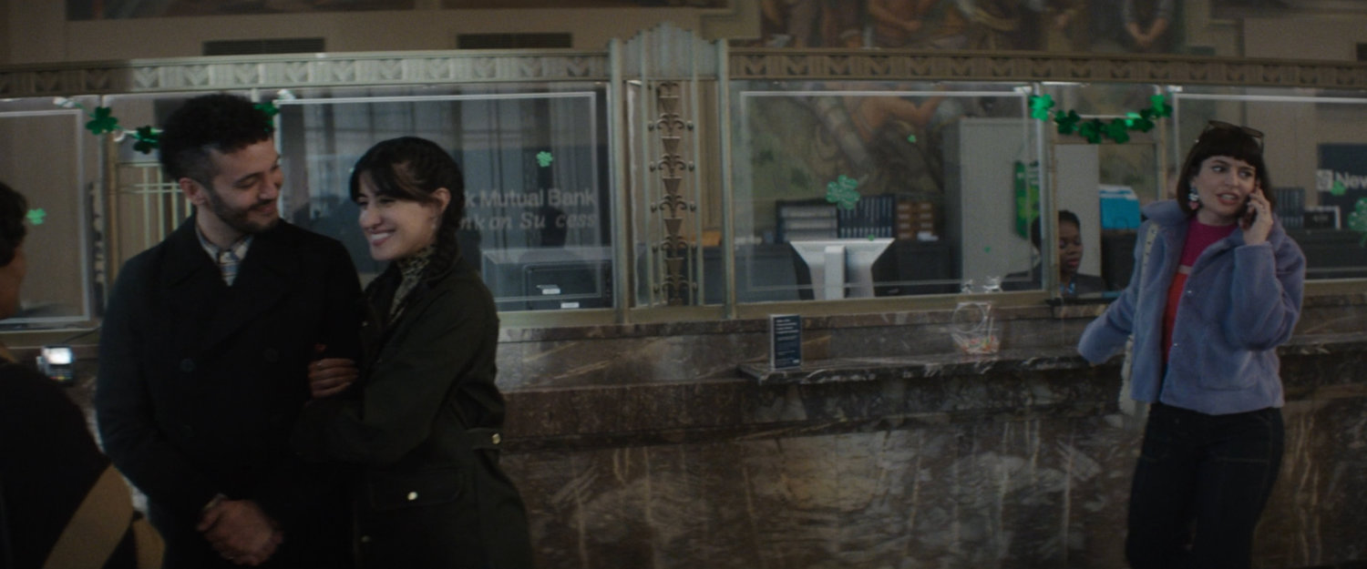 Customers inside New York Mutual Bank.