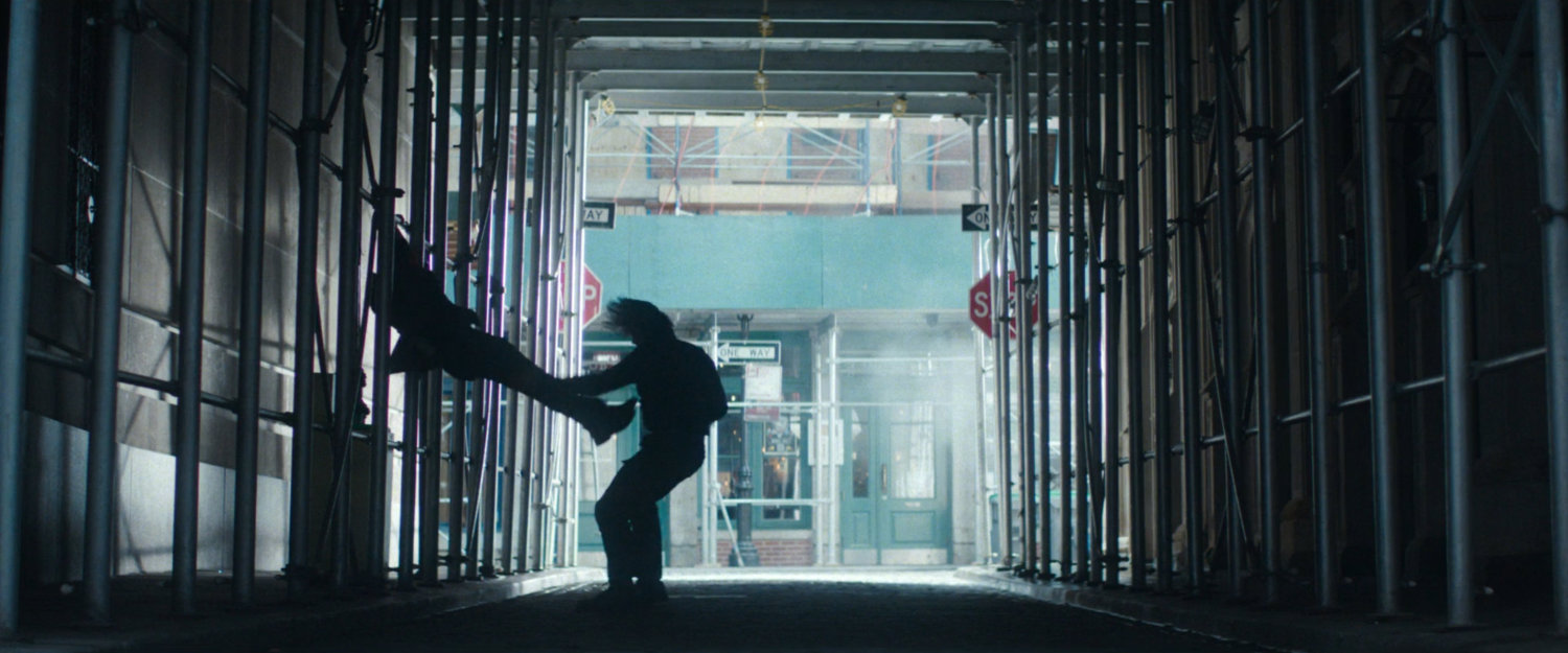 Matt and Devlin fighting in alley in Financial District.