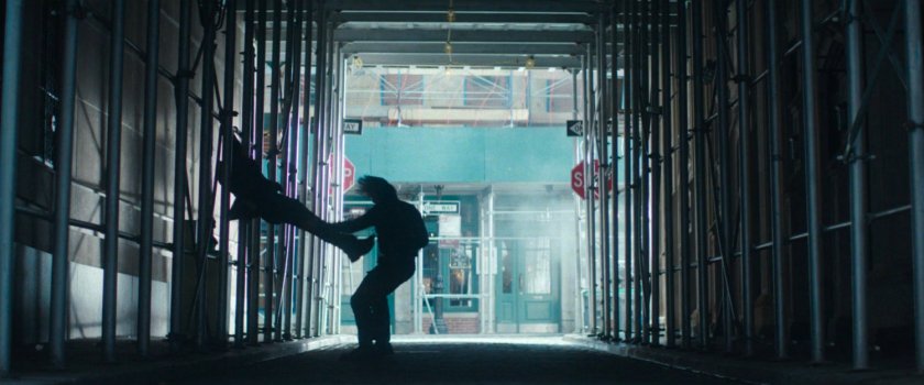 Matt and Devlin fighting in alley in Financial District.
